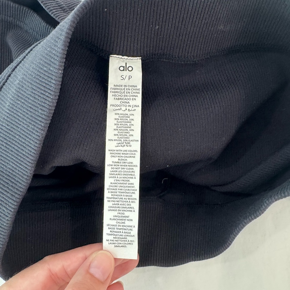 ALO Yoga Black Ribbed High-Waist Bike Shorts - Picture 4 of 4